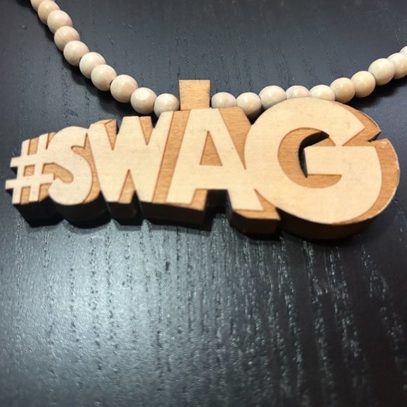 GoodWood NYC #Swag Necklace Wooden Pendant Wooden Beaded - Picture 2 of 4